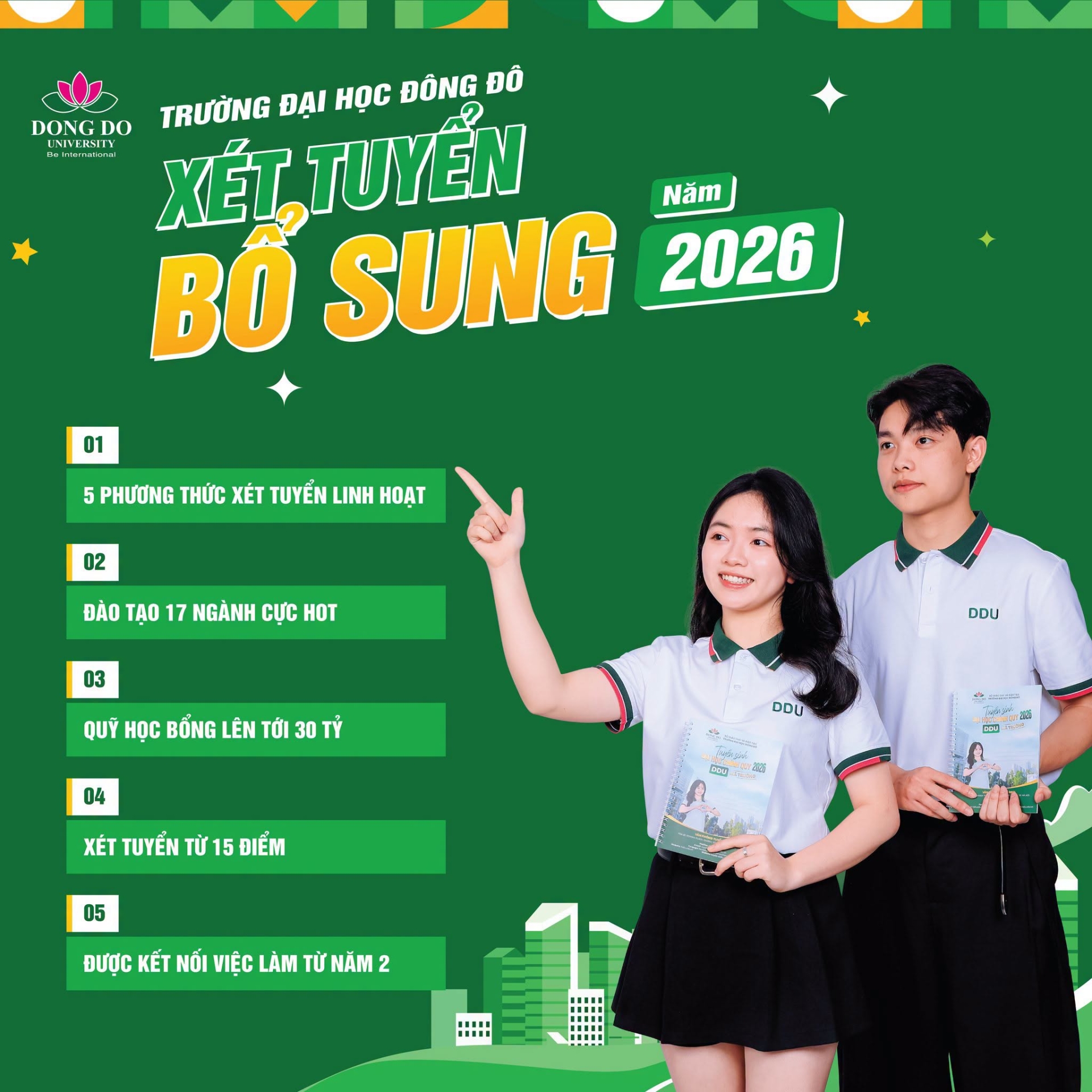 Trường Đại học Đông Đô thông báo nhận hồ sơ tuyển sinh đại học chính quy Đợt 2 năm 2026